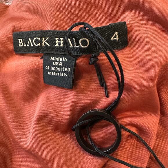 Black Halo Mesh Ruched Maxi Dress SIZE 4 Jersey Gown Watercolor Designer $500 - Picture 10 of 11